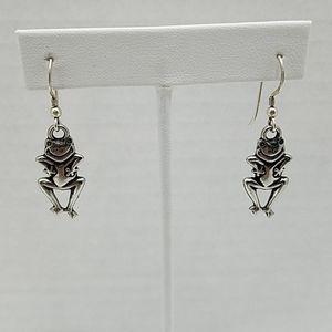 Sterling silver frog earrings